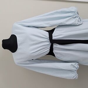 Staud Blue Ribbon Cut Out Dress Small